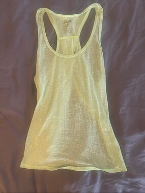 Avia Light Yellow Racerback Tank with Subtle Pattern